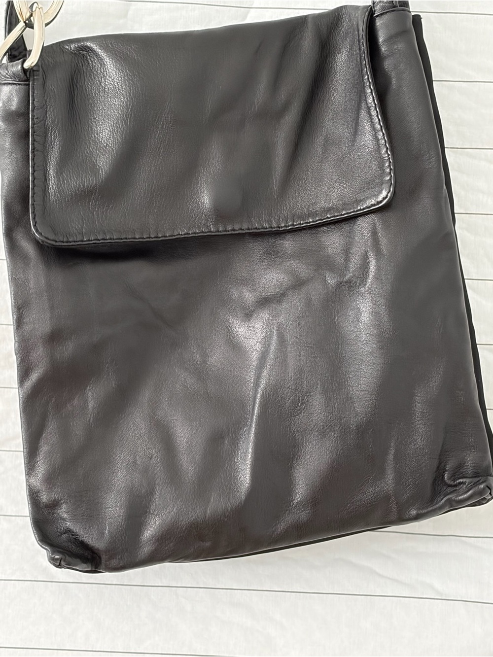 Made in Italy Genuine Leather Vintage Shoulder Bag in Black